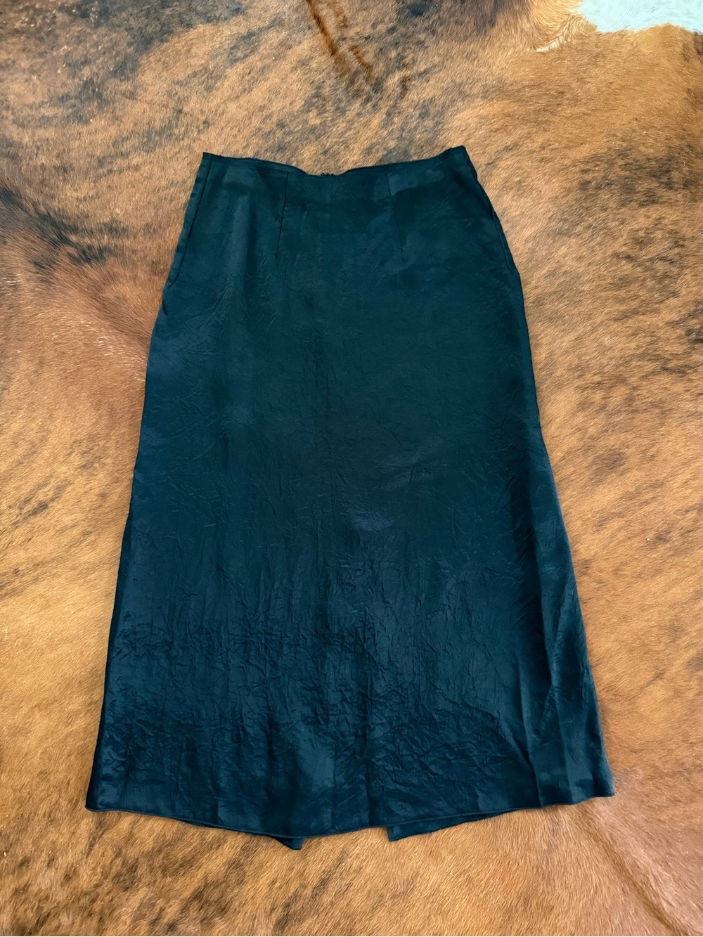 Massimo Dutti Black Satin Maxi Skirt